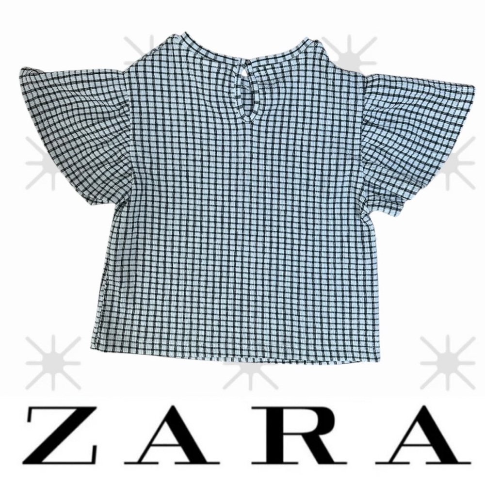 Zara Kids Black & White Gingham Ruffle Top, Size 5 (110), MSRP $32.90 - Picture 2 of 5
